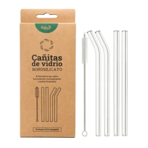Set de 4 Cañitas de vidrio gruesas